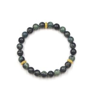 Green and Gold Beaded Bracelet with Luxurious Accents